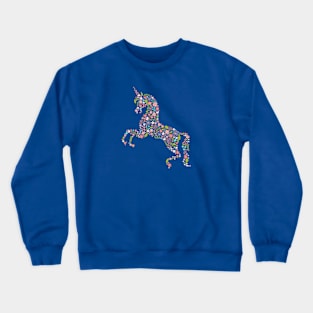 Floral Unicorn on Blue Crewneck Sweatshirt